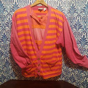 Vintage Russ Studio Women's Casual Multicolor striped Sweatshirt & tee set Large